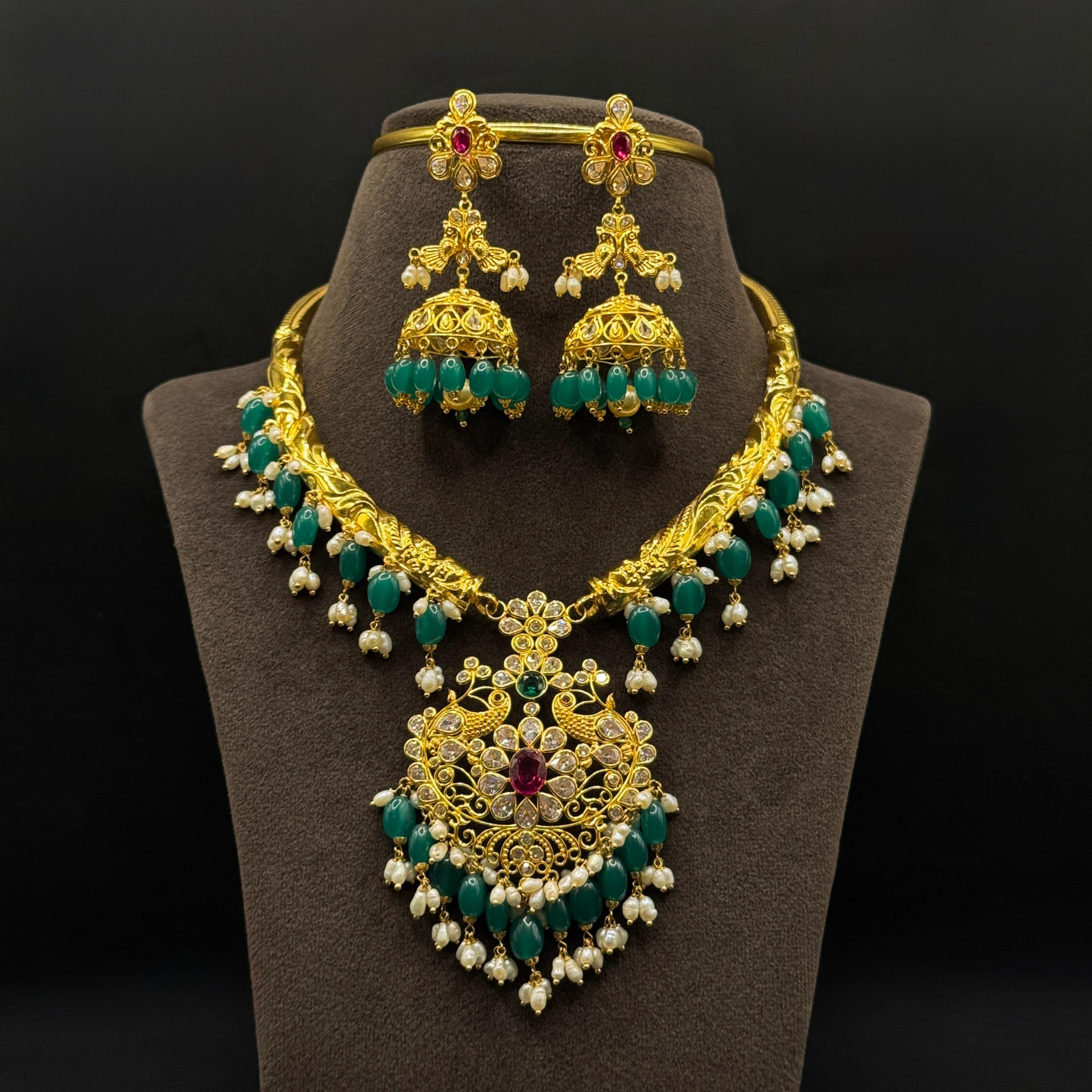 Kimtee Jewellers - Peacock Dollar w/Kanti & Jhumkas - Exclusive 916 Gold Necklace Set